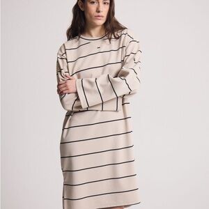 Ichi Ihkala Black and Cream Dress Womens Striped size Medium